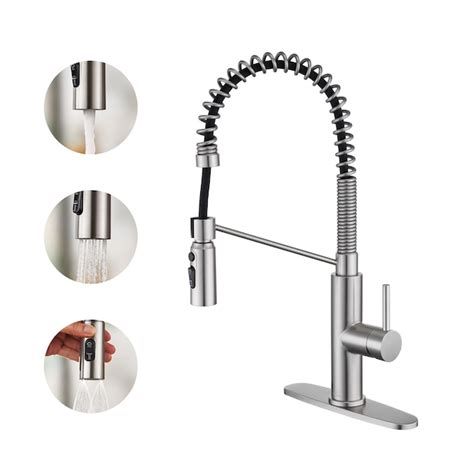 Casainc Bruehed Nickel Single Handle Pull Out Kitchen Faucet With Sprayer Deck Plate Included