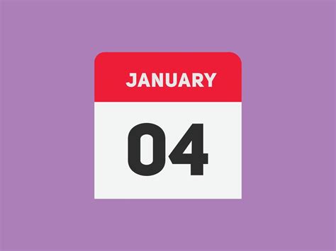 january 4 calendar reminder. 4th january daily calendar icon template ...