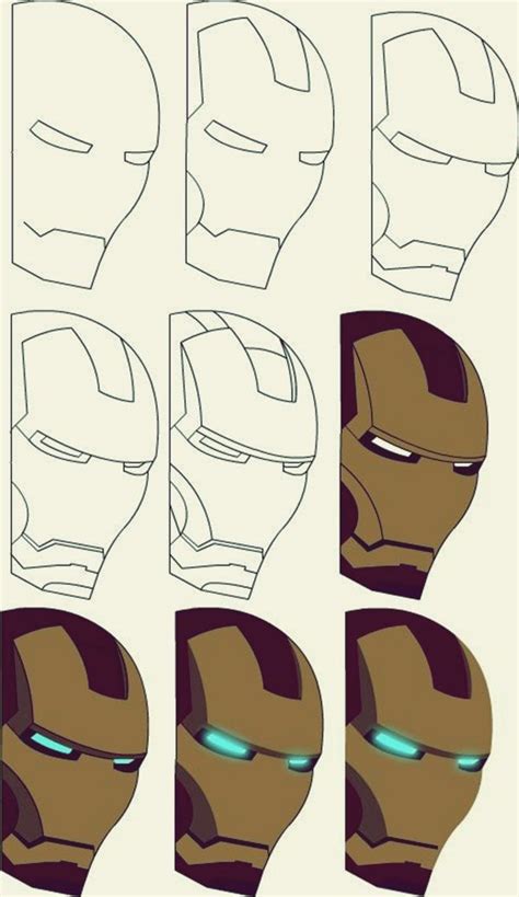 How To Draw Iron Man Step By Step Examples Bored Art Iron Man