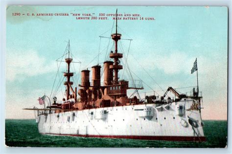 New York Postcard US Armored Cruiser Battleship Warship Navy World War