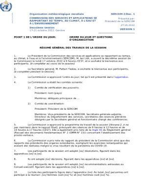 Provisional Annotated Agenda WMO Document Template Doc Template