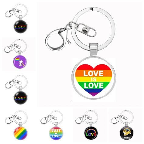 Lgbt Pride Lesbian T Pendant Keychain Rainbow Gay Pride Key Chain