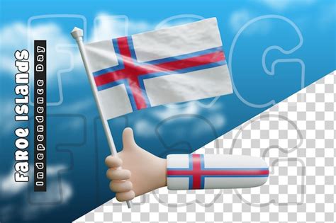 Premium Psd Faroe Islands Waving Flag On Holding Hand Or Faroe