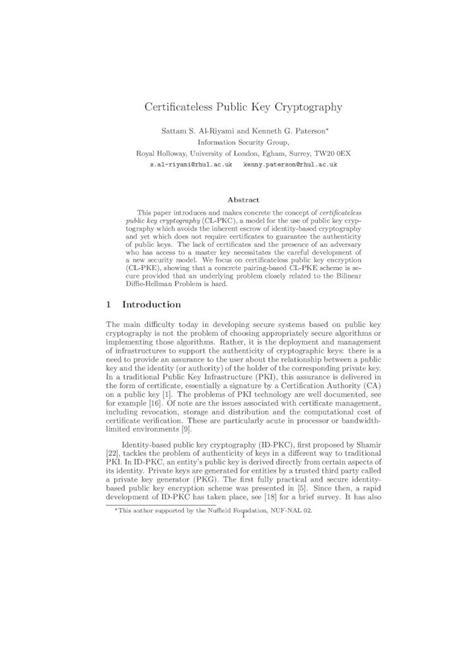 PDF Certificateless Public Key Cryptography DOKUMEN TIPS