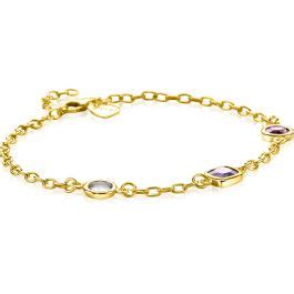 ZINZI Gold Plated Zilveren Schakelarmband Met Ronde En Vierkante