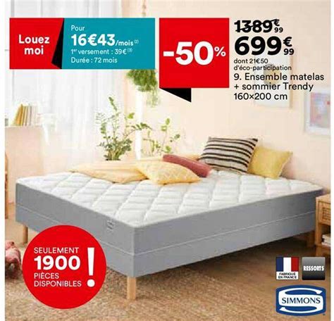 Promo Ensemble Matelas Sommier Trendy 160x200 Cm Simmons Chez BUT