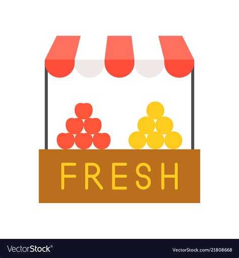 Fruit Stall Farmer Market Flat Icon Concept Vector Image