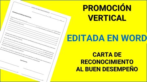 Carta De Reconocimiento Al Buen Desempe O Editada Promoci N Vertical