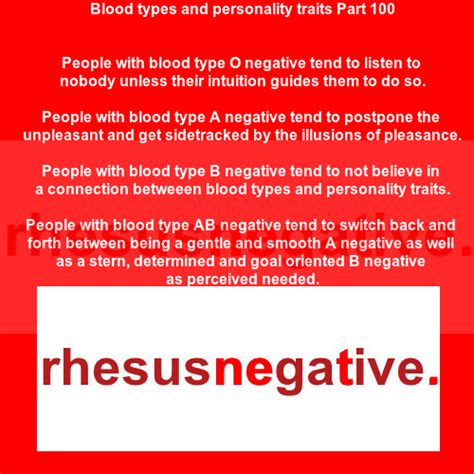 Blood types and personality traits Part 100 – Rh Negative Blood and People