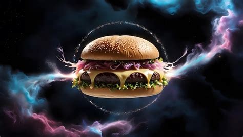 Premium Photo Celestial Burger A Burger Levitating In Space