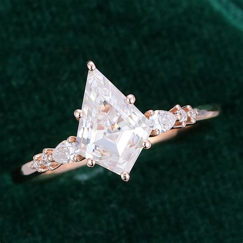 Unique Kite Cut Moissanite Rose Gold Diamond Engagement Ring ...