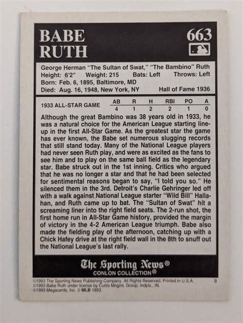 Babe Ruth Game Of The Century Baseball Card EstateSales Org