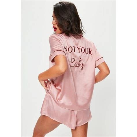 Missguided Pink Satin Piped Short Pyjama Set 51 Liked On Polyvore