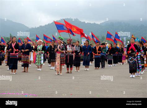 Festival Laotian People Of Different Ethnic Groups Khmu Hmong Akha