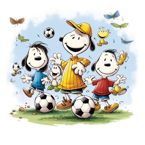 Digital Designs Of Cute Snoopy Playing Football With Friends I Etsy