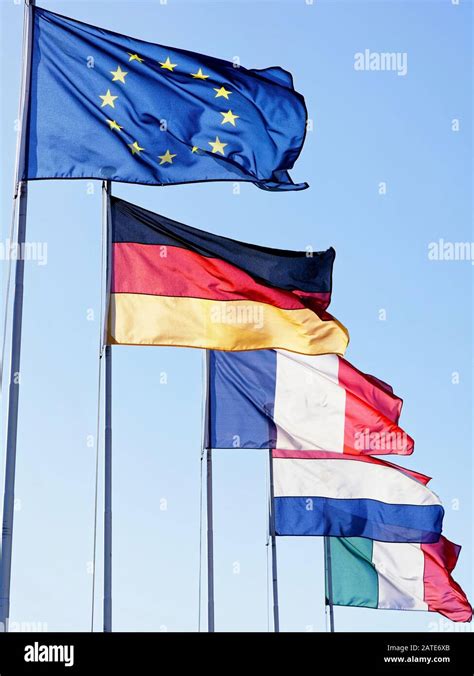 Flags of European Union Germany France Italy Stock Photo - Alamy