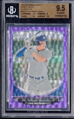 BGS 9 5 W 10 AARON JUDGE 2013 Bowman Draft Picks PURPLE ICE RC 10 GEM