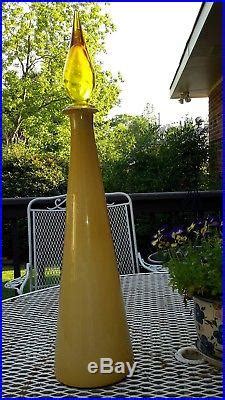 Vintage Rossini Empoli Italian Genie Bottle Yellow Art Glass 23 1 2