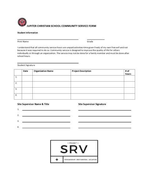 Printable Community Service Forms Ms Word Templatelab