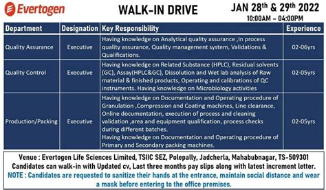 Evertogen Lifescience Walk In Interview Qc Qa Production