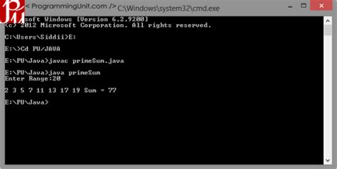 Java Program To Find Sum Of Prime Numbers Programming Unit