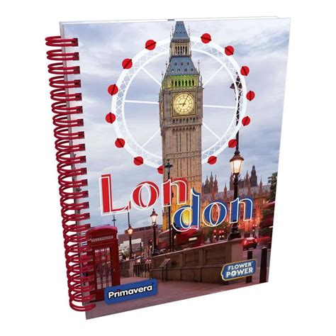 Cuaderno Argollado Pasta Dura Flower Power London 7 Materias