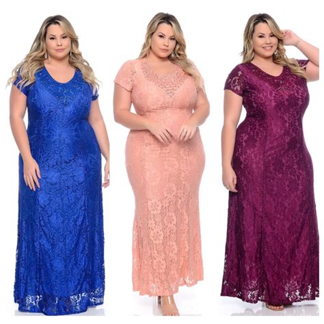 Vestido Longo Plus Size De Renda Festa Casamento Madrinha Moda