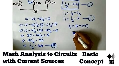 Mesh Analysis With Current Sources Basic Concept Youtube