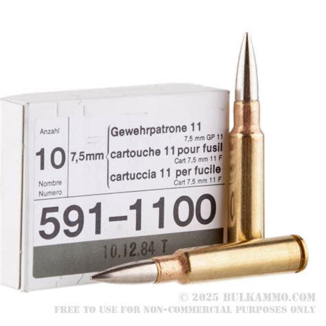 480 Rounds Of Bulk 7 5x55mm Swiss Ammo By RUAG Munitions 174gr FMJBT