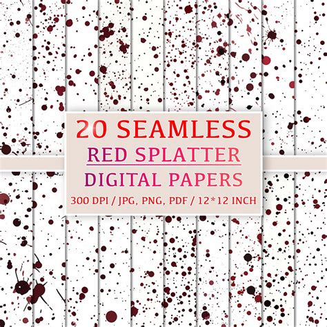 Seamless Blood Splatter Patterns Horror Digital Papers For Design