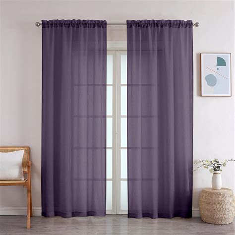 Amazon OWENIE Crushed Voile Sheer Curtains 84 Inch Length 2 Panels