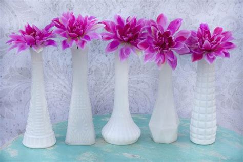 Vintage Milk Glass Bud Vases Hobnail Milk Glass Shabby Chic Etsy Vase Bud Vases Hobnail