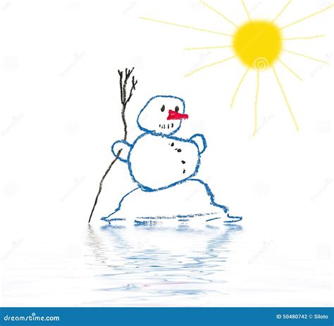 Melting Snowman Theme Image Cartoon Vector Cartoondealer