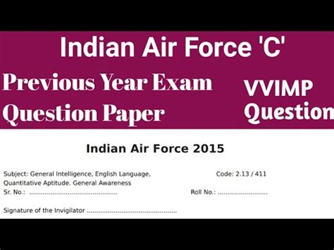 Indian Air Force Group C Previous Year Question Paper Part Iaf