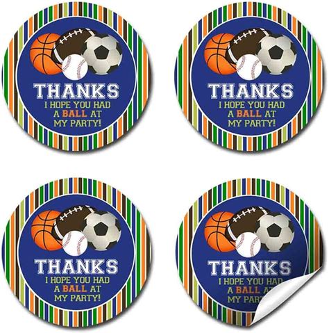 Buy All Star Sports Birthday Thank You Sticker Labels Party