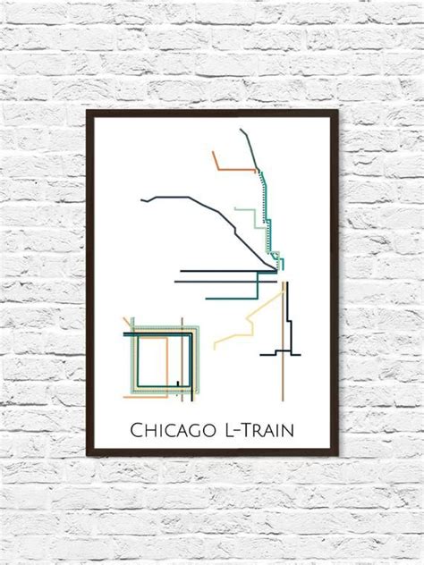 Chicago L-train Metro Map, Transit Map, Subway Map, Subway Poster Art, Chicago Art, Chicago ...