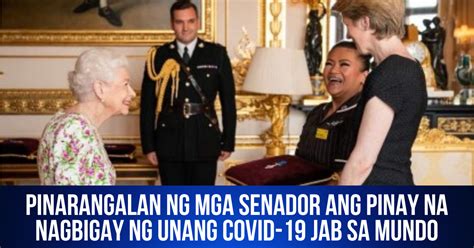 Pinarangalan Ng Mga Senador Ang Pinay Na Nagbigay Ng Unang Covid Jab