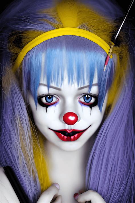 Cute Tiny Beautiful Evil Clown Woman Portrait Creative Fabrica