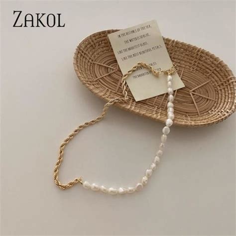 Zakol Nouveau Design Cor En R Tro G Om Trique Naturel Perle Colliers