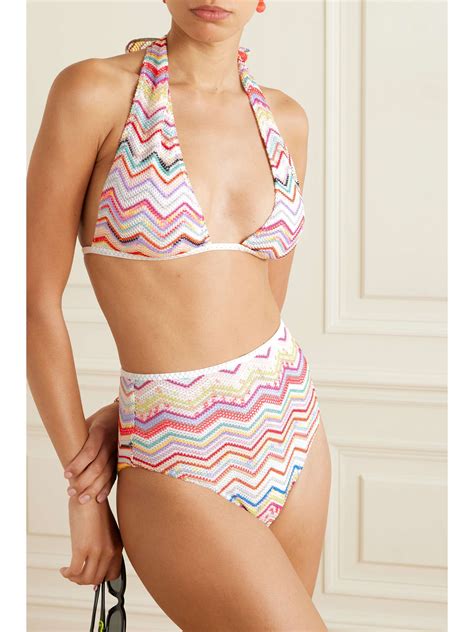 Missoni Mare Metallic Crochet Knit Halterneck Bikini Net A Porter