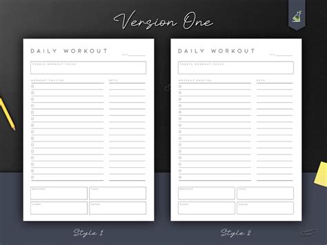 Daily Workout Planner Printable Fitness Journal Exercise Etsy