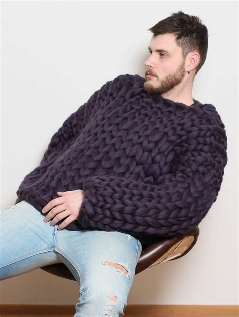 Colori Chunky Maglia Maglione Uomo Maglione Di Lana Etsy