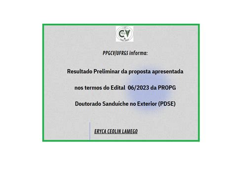 Resultado Preliminar Da Proposta Selecionada Para Participar Do PDSE