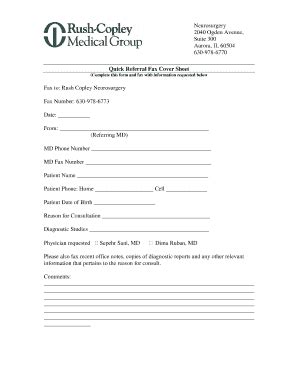 Quick Referral Fax Cover Sheet Fill And Sign Printable