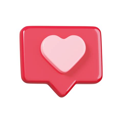 3D Rendering Social Media Online Heart And Love Emoji In Red Bubble