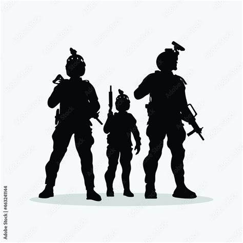 Military Vector Illustration Army Background Soldiers Silhouettes