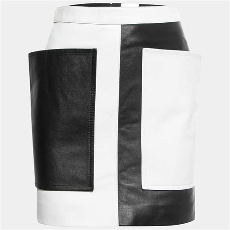 Burberry Color Block Leather Overlay Detail Short Skirt XS Burberry