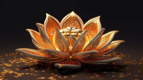 Premium AI Image | A gold flower with gold petals and the word lotus on it.