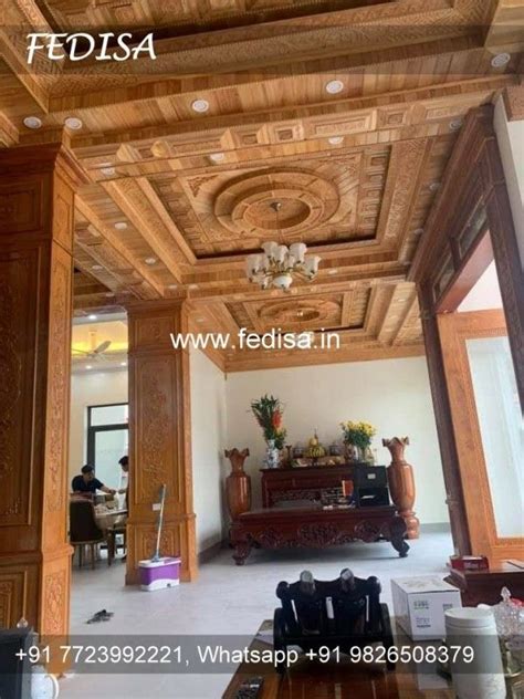 Simple Wooden Ceiling Design for Living Room