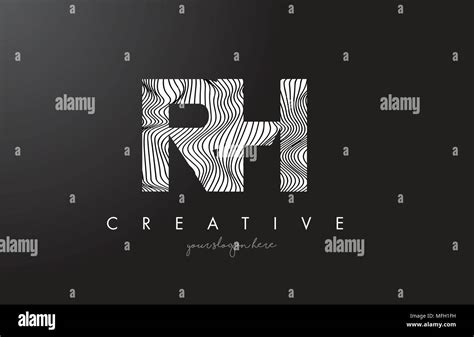 Rh R H Letter Logo With Zebra Lines Texture Design Vector Illustration